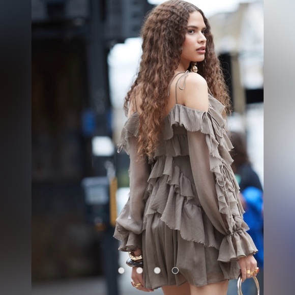 NWT ASOS Ruffle Off the Shoulder Mini Dress - Picture 4 of 4